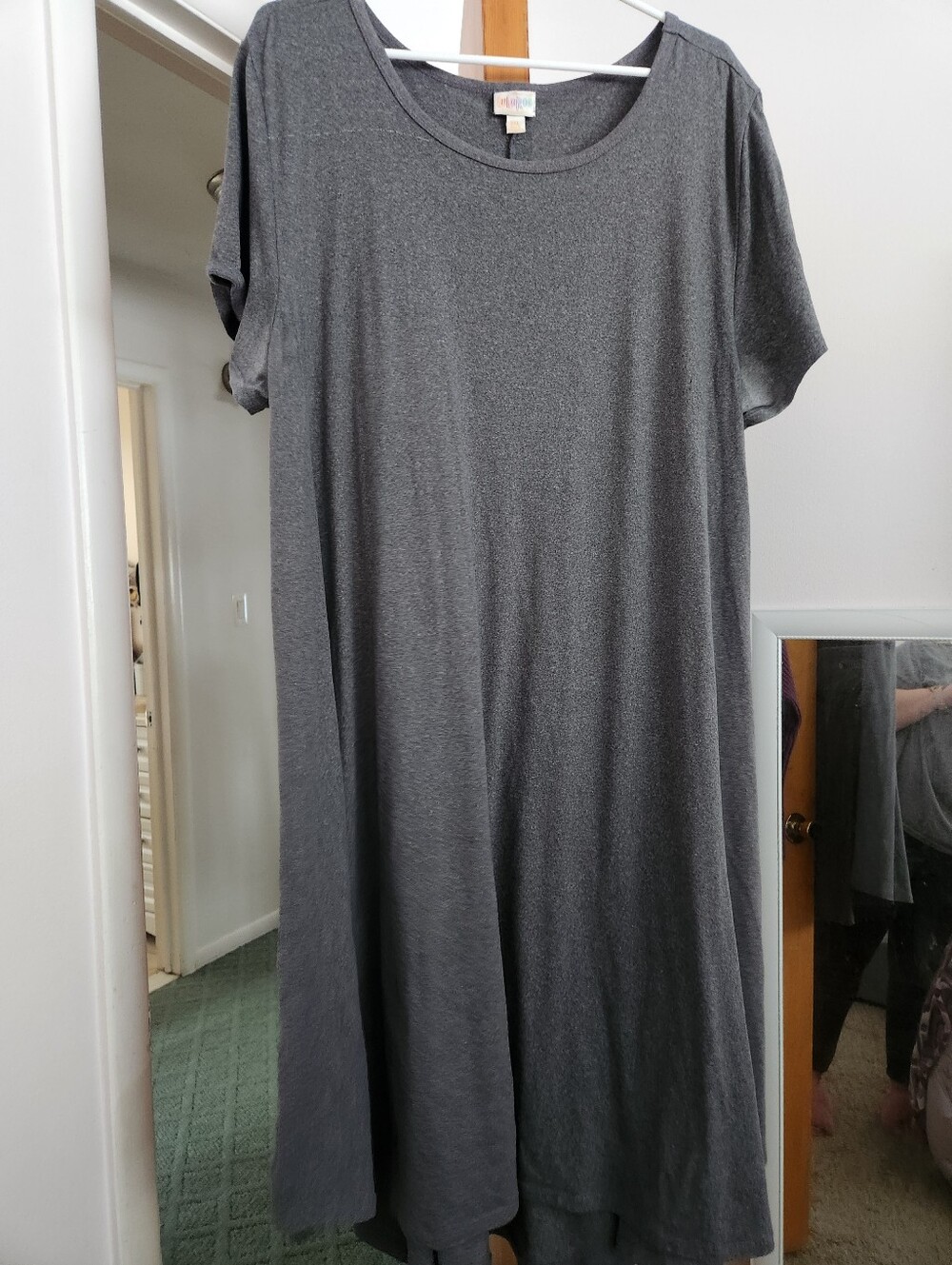 LuLaRoe Heather Gray high low swing dress with pocket